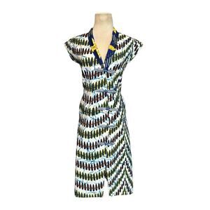 Olivia Ankara white blue African print shirt dress size 1 - US XS